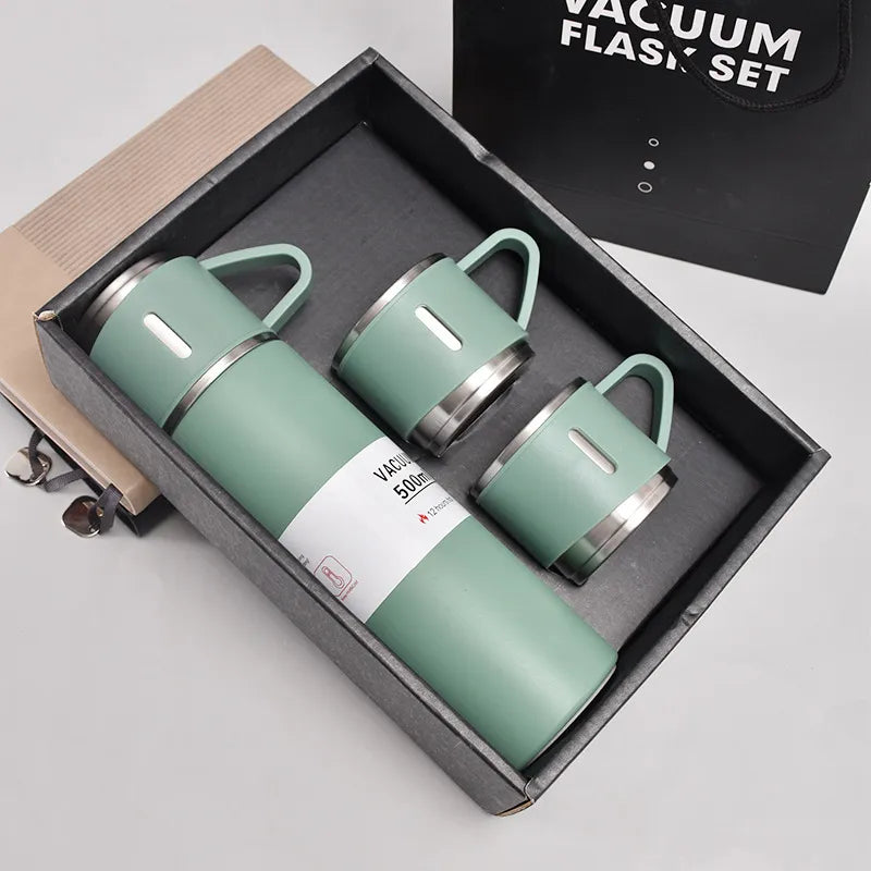 500M Vacuum Flasks with 3 Cups Outdoor Stainless Stell Straight